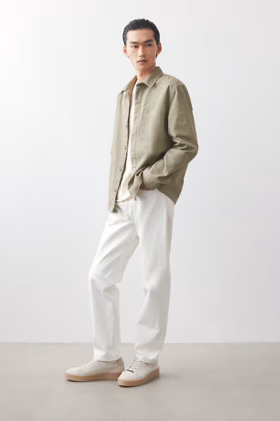 Рубашка из хлопкового саржевого regular fit