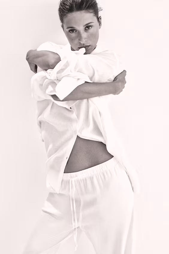 Широкие брюки из смеси льна h&m