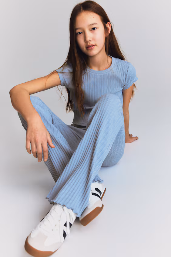 Брюки из джерси с широкими штанинами