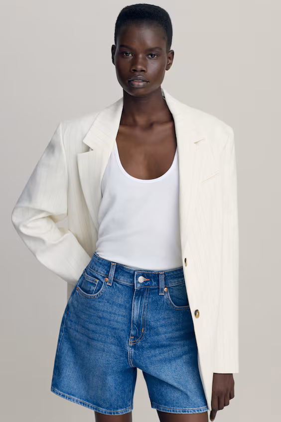 Шорты из джинсовой ткани с высокой посадкой