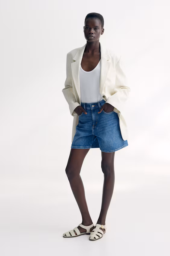 Шорты из джинсовой ткани с высокой посадкой