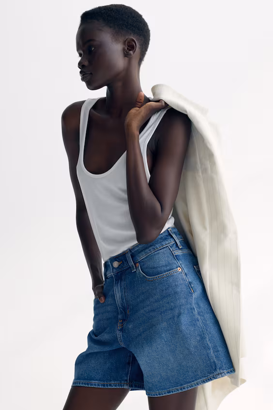 Шорты из джинсовой ткани с высокой посадкой