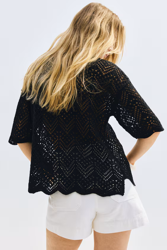 Футболка с короткими рукавами из мягкой вязаной ткани pointelle