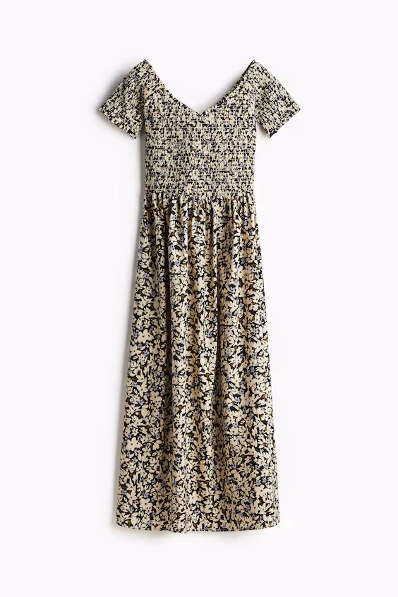 Платье с открытыми плечами и смокингом