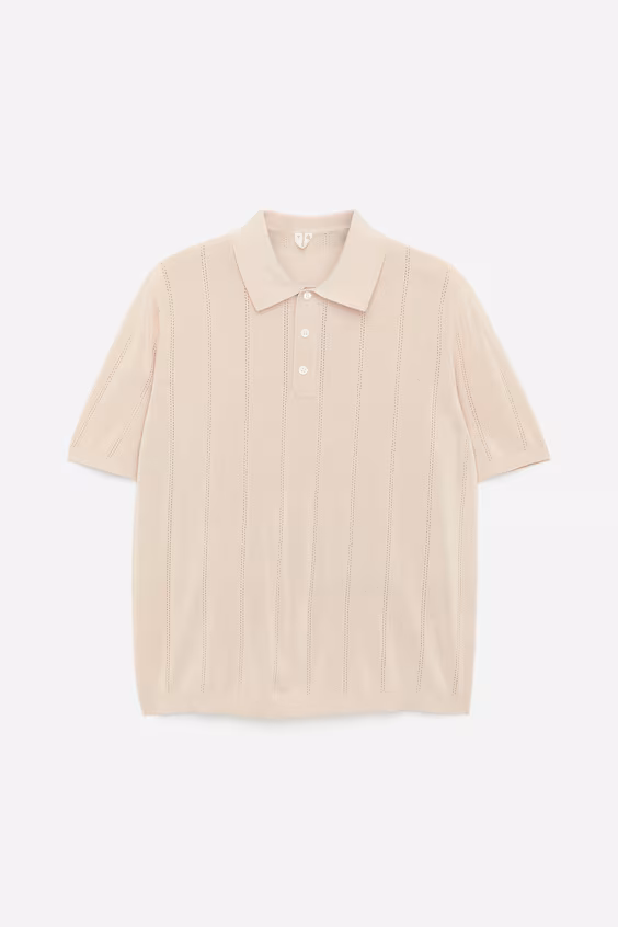 Поло из рубчика с точечным узором