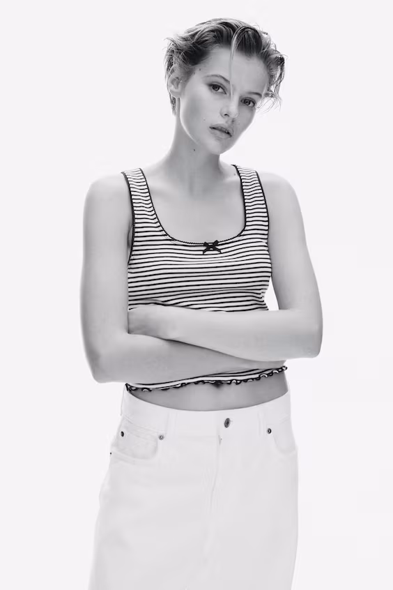 Топ без рукавов из мягкого джерси с ажурным узором