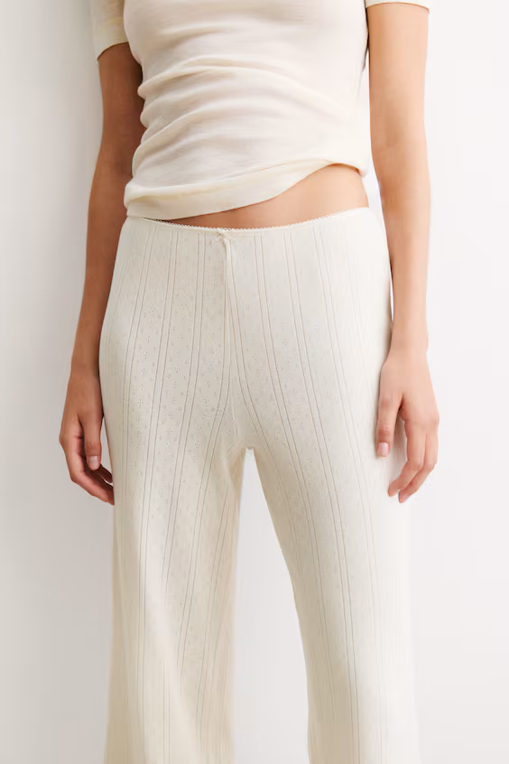 Брюки-пижама из мягкого хлопкового джерси с узором плетения