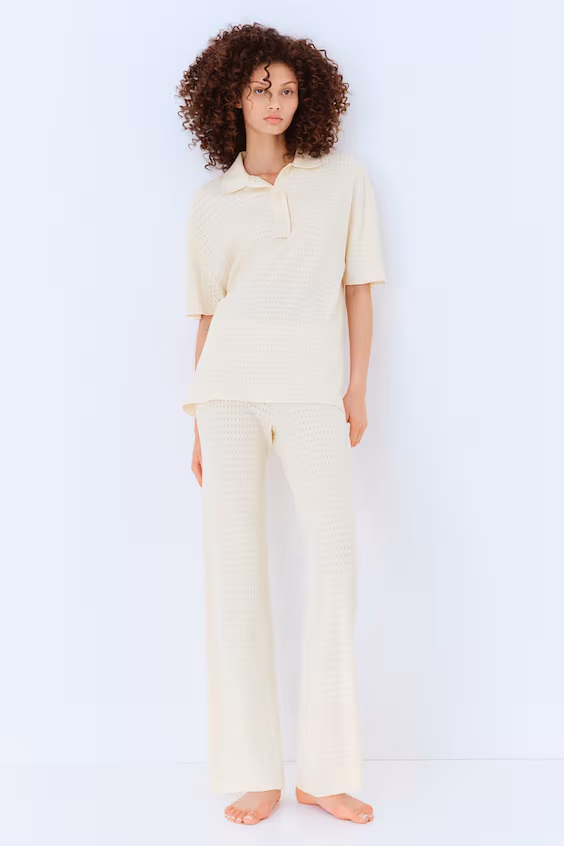 Поло из вязаного полупрозрачного полотна