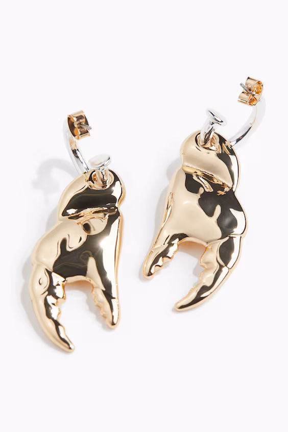 Серьги с подвесками в виде клешни рака