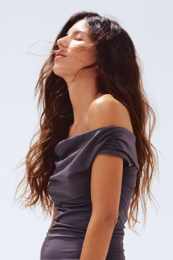 Драпированная майка с открытыми плечами