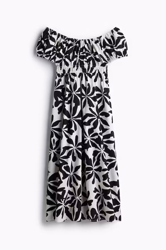 Платье с открытыми плечами из поплина