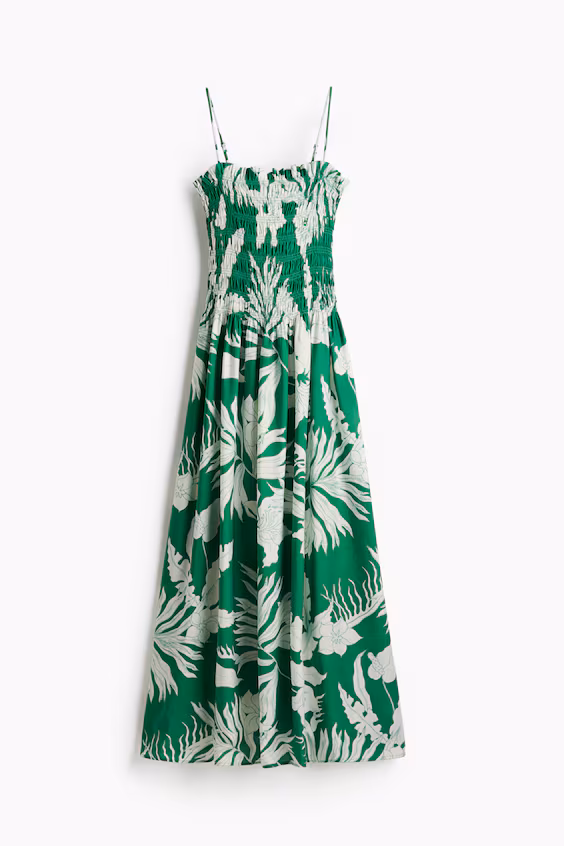 Платье с бретельками и сборкой смок на теле