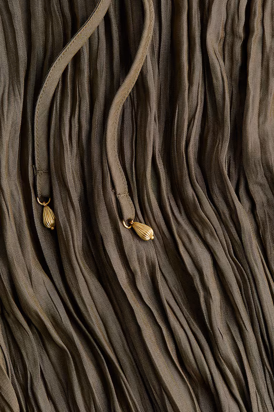 Юбка из середины бедра из хлопкового твила с эффектом морщин