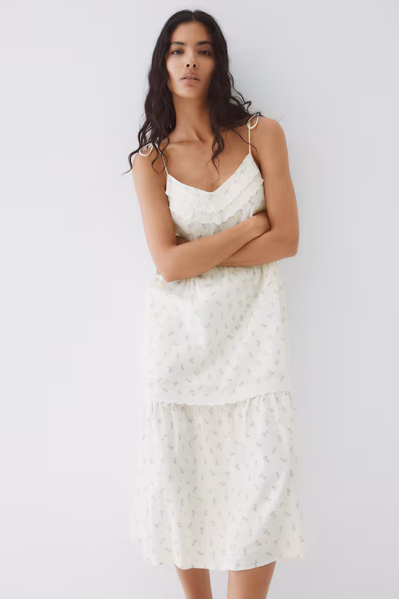 Платье с завязками на тонких бретелях