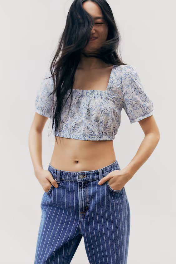 Блуза из хлопка с перекрещивающимися завязками