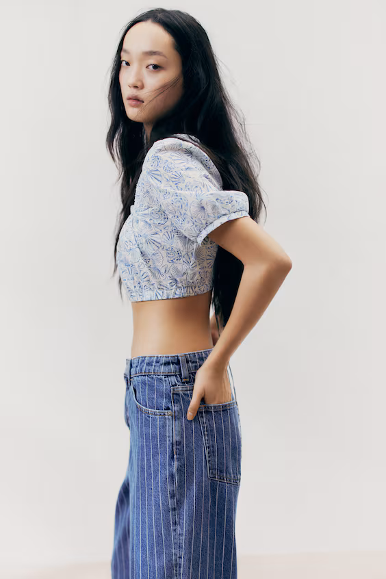 Блуза из хлопка с перекрещивающимися завязками