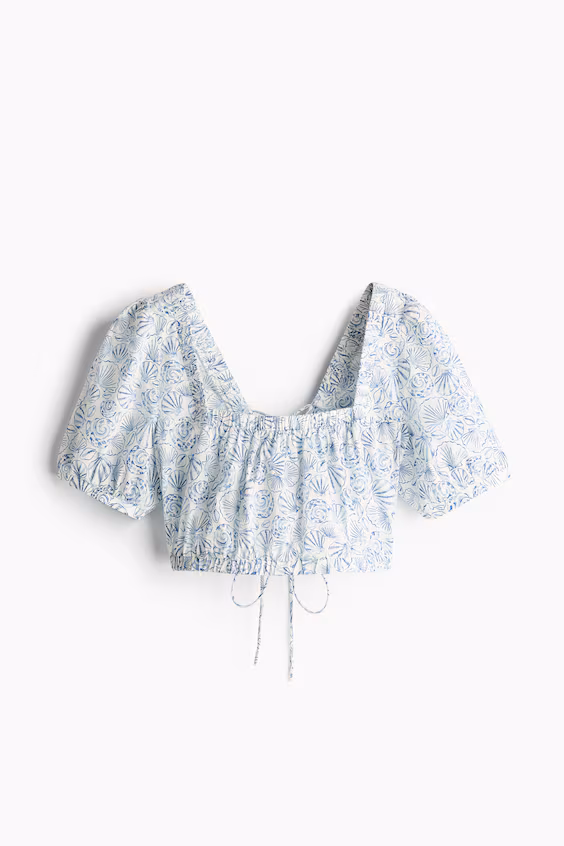 Блуза из хлопка с перекрещивающимися завязками