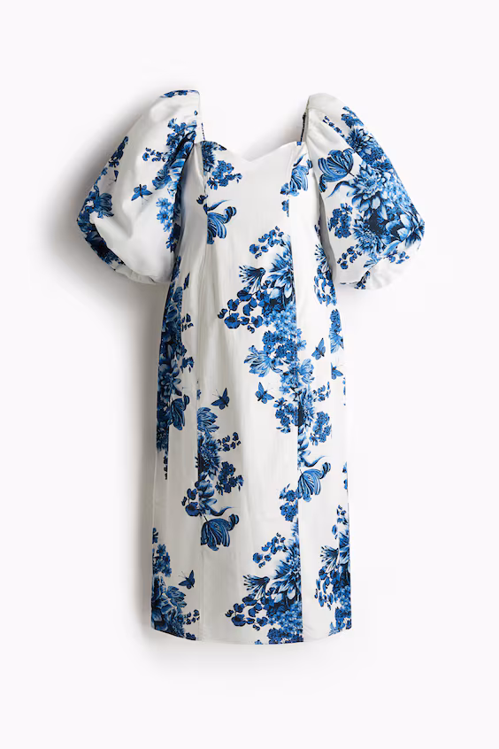 Платье mama из хлопка с объемными рукавами