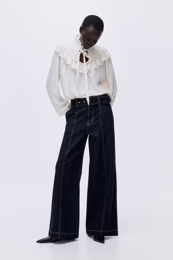 Джинсы high широкие