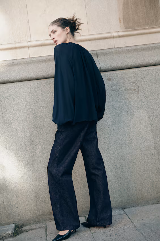 Широкие высокие джинсы h&m