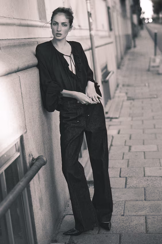 Широкие высокие джинсы h&m