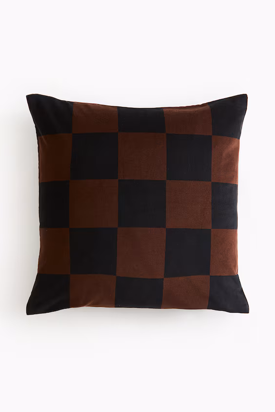 Capa подушки из вельвета в клетку