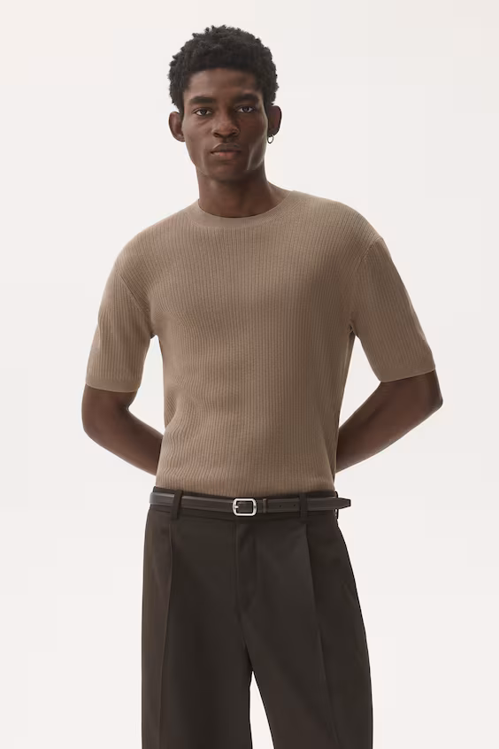 Футболка из рубчиковой ткани slim fit