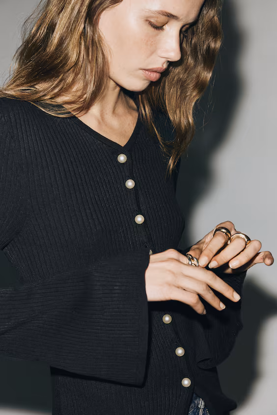 Кардиган из рубчатого трикотажа h&m