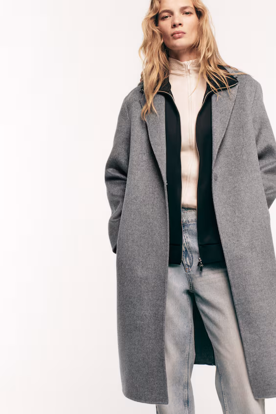 Длинное пальто ручной работы из шерстяной смеси