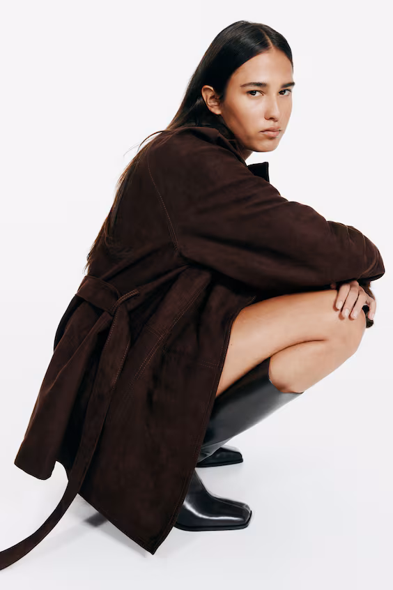 Пальто длинное с поясом