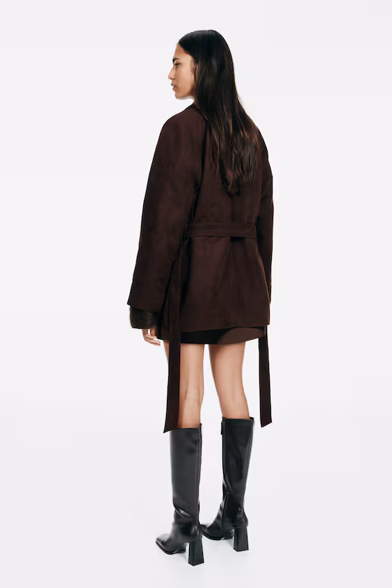 Пальто длинное с поясом