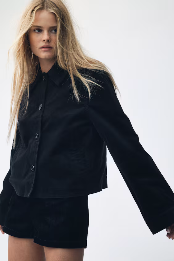 Пальто из хлопковой бархатной ткани