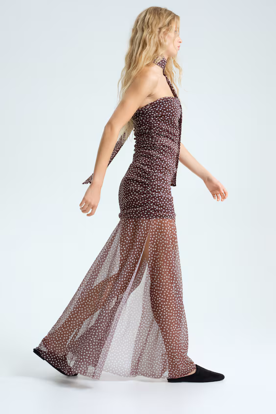 Платье из драпированной сетки