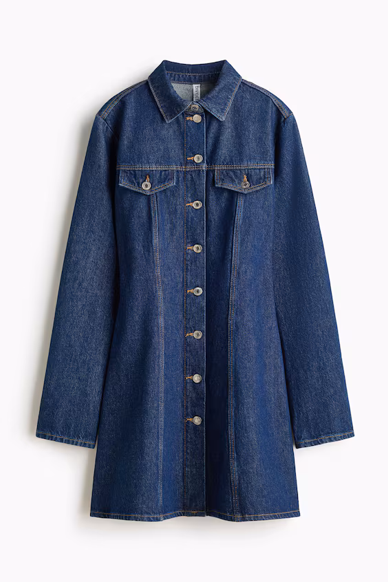 Платье из джинсы с расклешённой юбкой