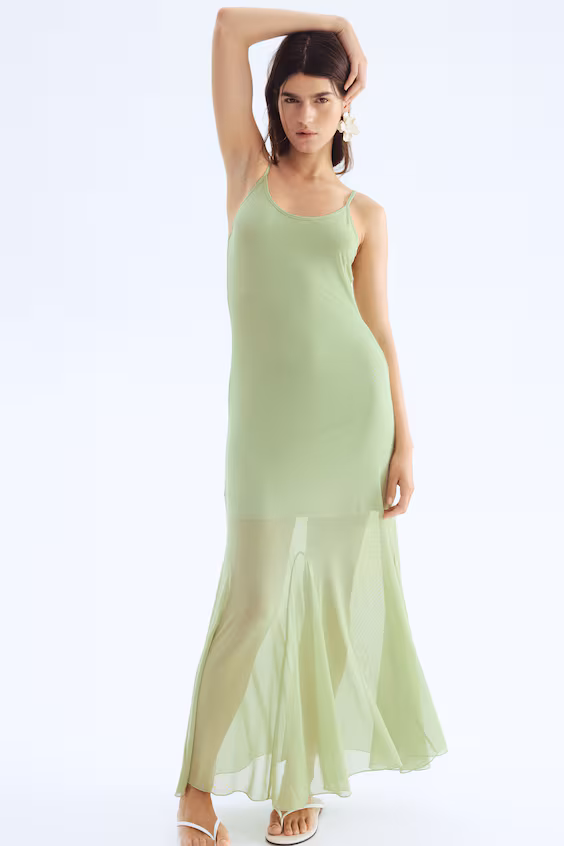 Платье с тонкими лямками из сетки