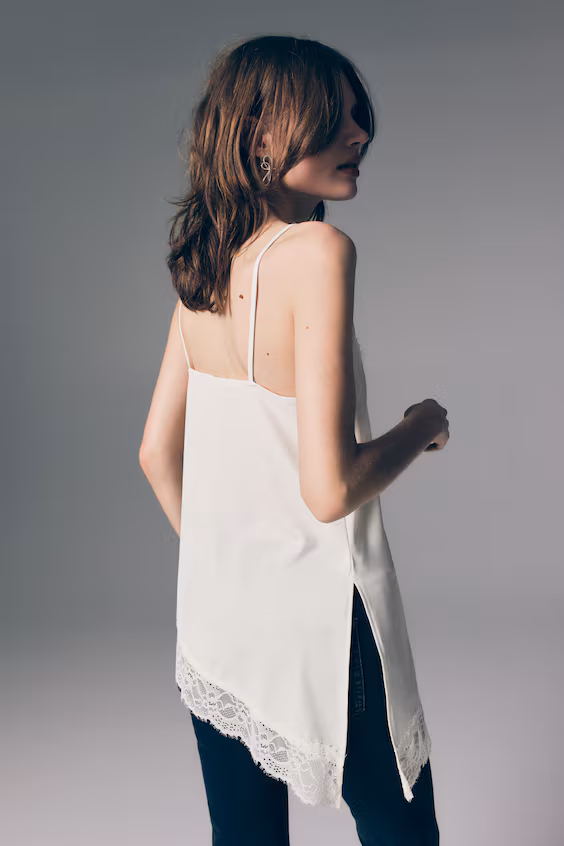 Топ из джерси с кружевом