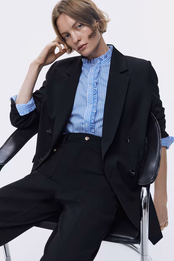 Блузка из поплина с оборкой