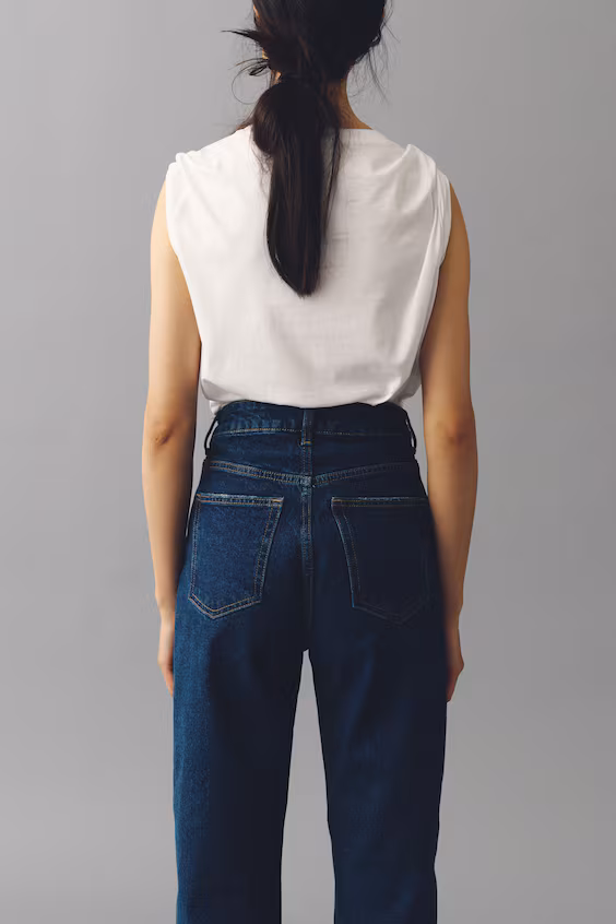 Джинсы mom slim fit с высокой посадкой и укороченной длиной