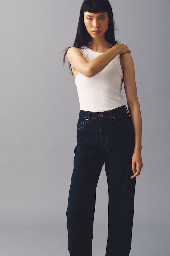 Джинсы широкие с высокой посадкой h&m