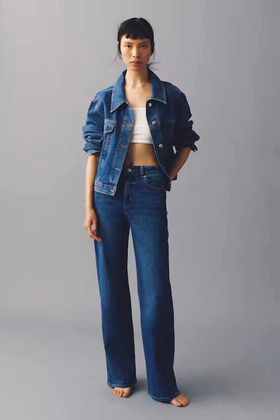 Джинсы широкие с высокой посадкой