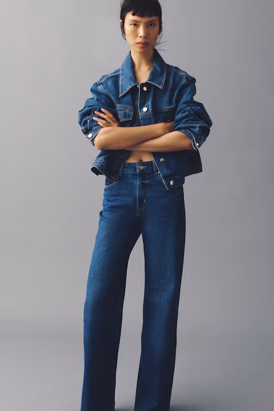 Джинсы широкие с высокой посадкой