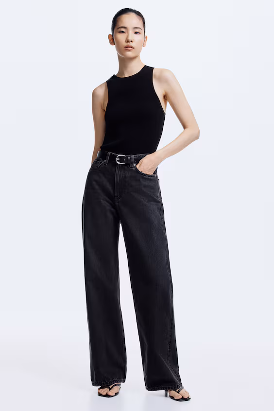 Джинсы wide high