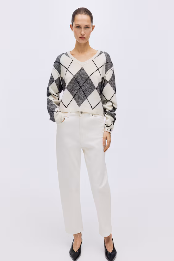 Джинсы mom slim fit high waist ankle