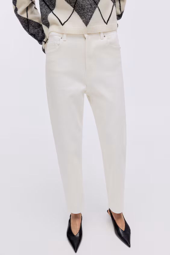 Джинсы mom slim fit high waist ankle