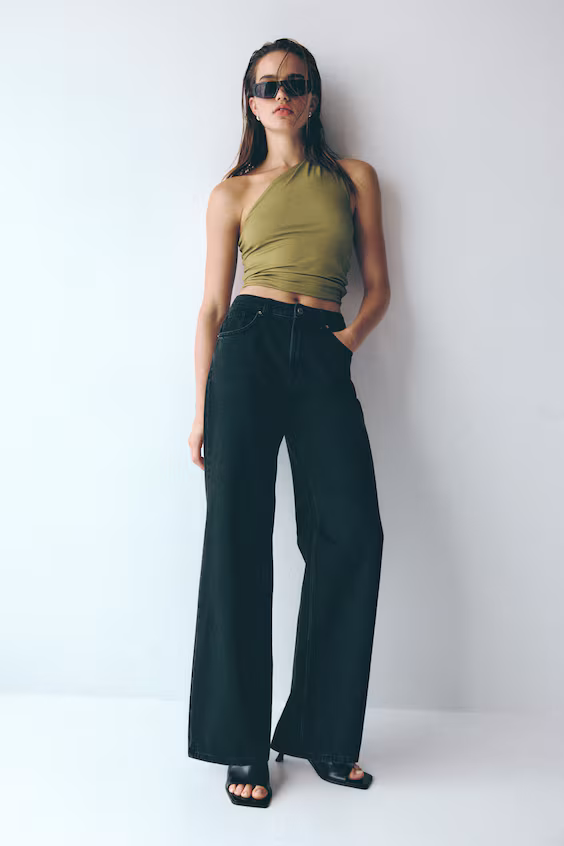 Джинсы wide high