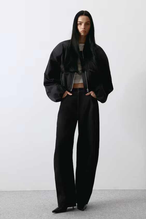 Джинсы с высокой талией и широкими брючинами h&m