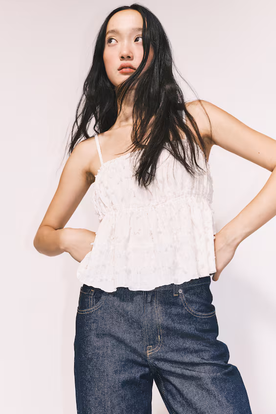 Джинсы широкие с высокой посадкой h&m