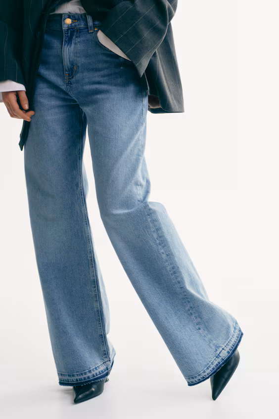 Джинсы широкие с высокой посадкой