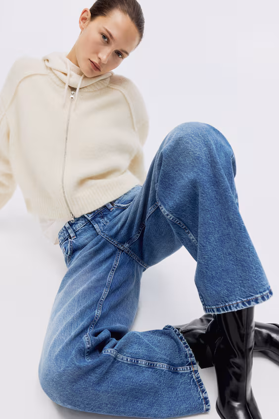 Широкие стандартные джинсы h&m