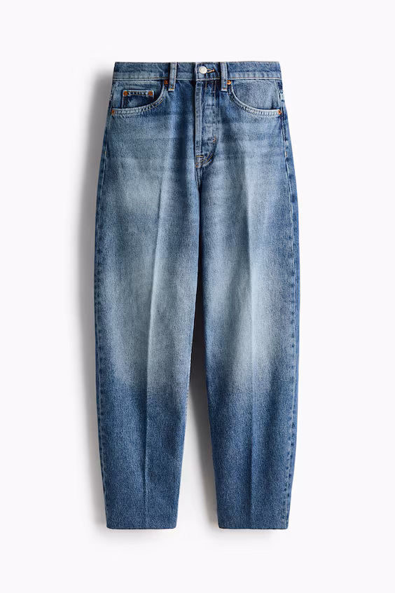 Джинсы с высокой талией barrel high ankle